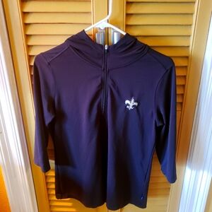 Women's Cutter & Buck Black New Orleans Saints Virtue Eco Pique Half-Zip 3/4